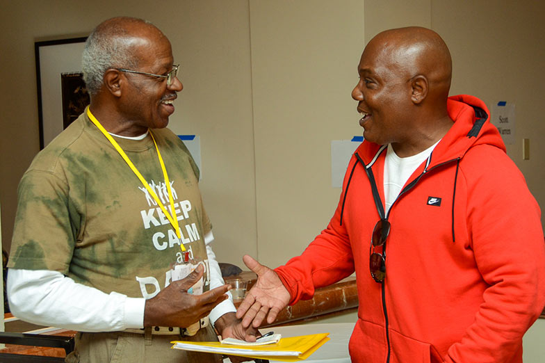 Veteran A&R executive/producer/publisher Ty Knox (right) meets a TAXI member during a One-to-One Mentor session.