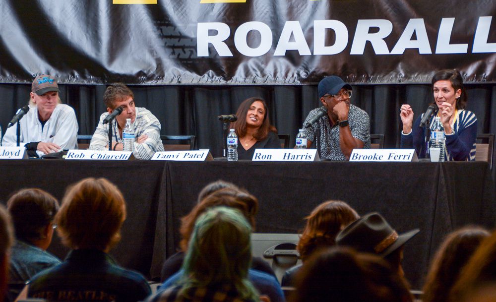 Brooke Ferri (CEO, Match Maker Music) is getting all smiles from her fellow panelists as she makes a point on the Happy Ending Listening panel. The other panelists are (left to right) Michael Lloyd (Hit Producer), Rob Chiarelli (Hit Producer), Tanvi Patel (CEO, Crucial Music), and Ron Harris (Hit Producer).