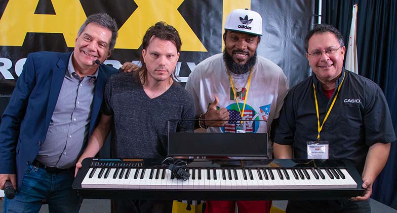 One of our lucky members (whose name we couldn’t find, sorry!) won this awesome Casio Privia keyboard. We bet he had one heck of a time getting that on the plane as he headed home! He was joined on stage (left to right) by Michael Laskow, Tom Stillwagon, and Paul Mouradjin from Casio (far right). 