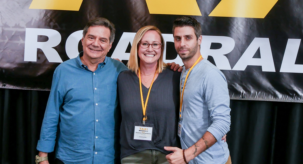 TAXI’s Michael Laskow (left) with music licensing expert Shannon Quisenberry and music supervisor Frank Palazzolo shortly after their panel during TAXI’s 22nd Road Rally convention.