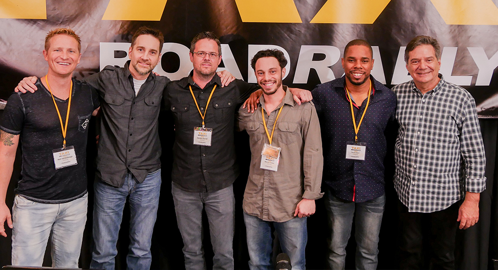 (Left to right) Matt VanderBoegh, Keith LuBrant, Randon Purcell, Marcus Cohen and Terrell Burt are joined by TAXI’s Michael Laskow for a photo after the panel was wrapped up.