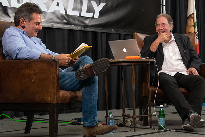 Fleetwood Mac producer, Ken Caillat (right) and TAXI's Michael Laskow, enjoy a light moment on stage.