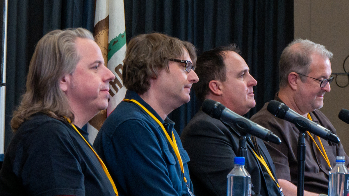 Jeff Freundlich, Craig Pilo, Greg Carrozza, Michael Laskow, and Michael Eames grab a quick shot after their panel.