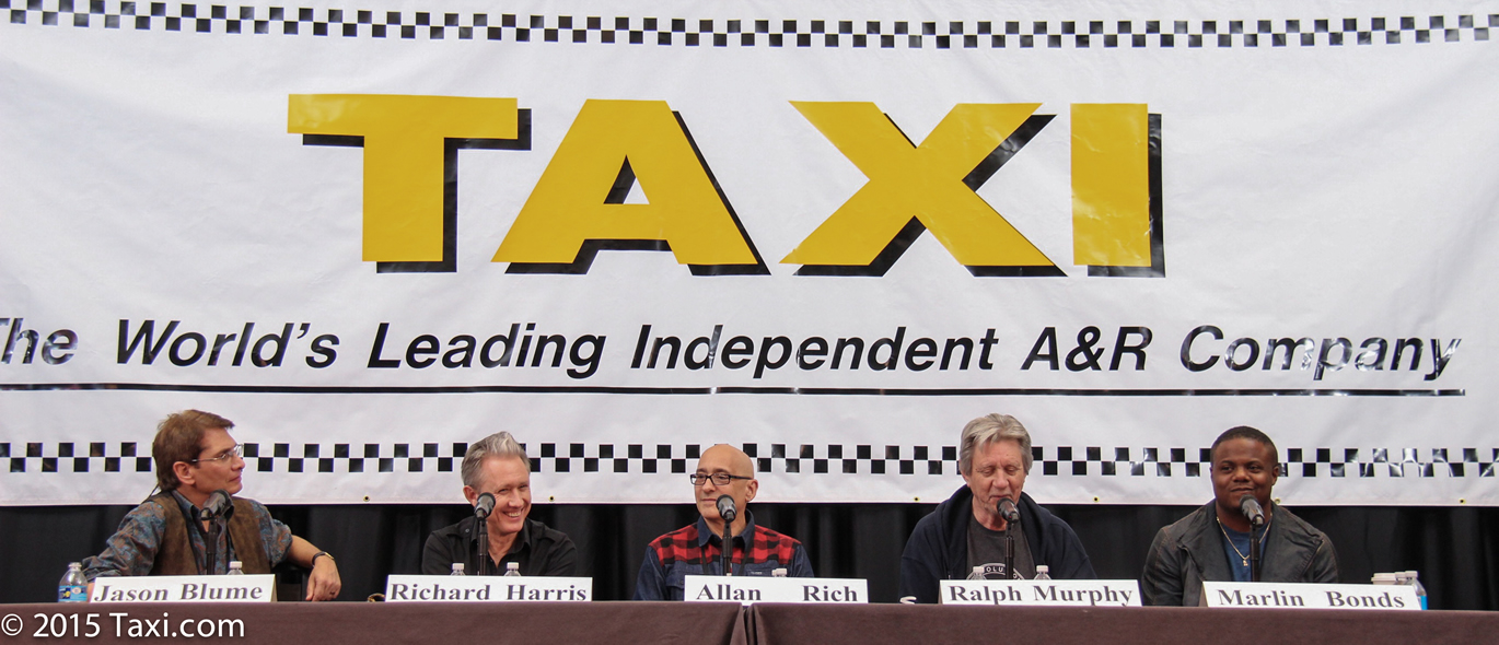 (L to R) Jason Blume, Richard Harris, Allan Rich, and Marlin 'Hookman' Bonds are all ears as Ralph Murphy (2nd from right) tells the audience and his fellow panelists how to 'Invite the audience in.'